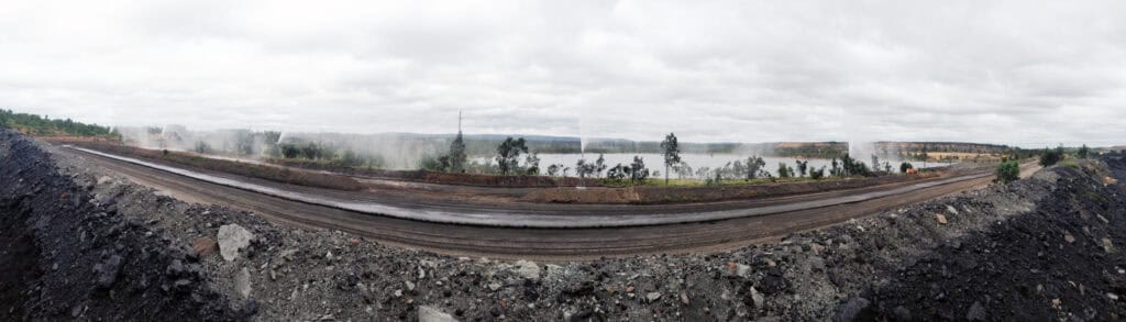 Aquaflo Hire sprinkler system in situ at mine site dam